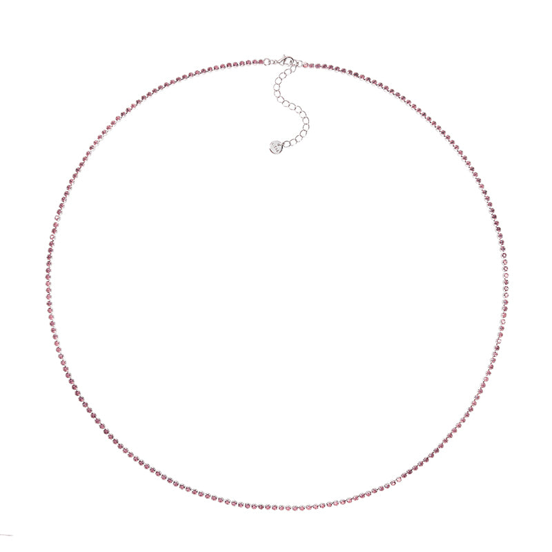 Lizas Kette silber mit rosa Zirkonias 83cm + 6cm