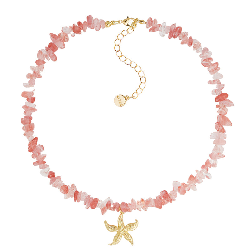Lizas Kette Halskette rosa mit gold farbenem Seestern