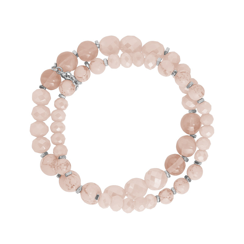LIZAS Exklusiv Perlenarmband zweireihig rosa