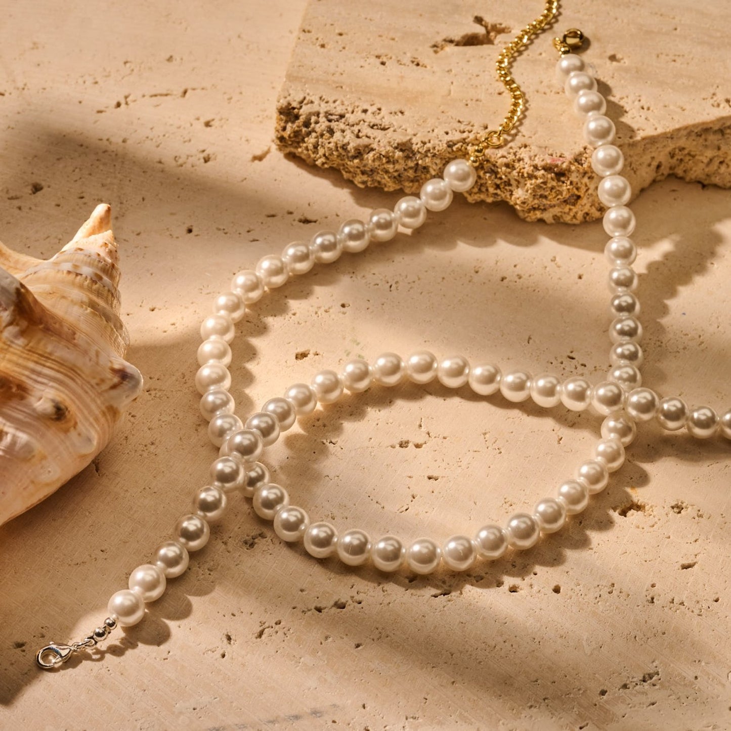 biba Perlenkette 38mm; Perle 8mm; silber