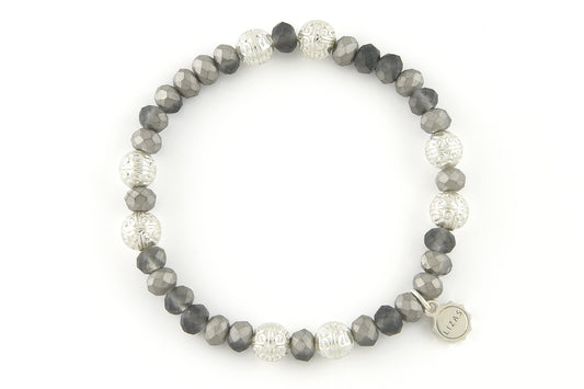 Lizas Armband grau mit silber Perlen