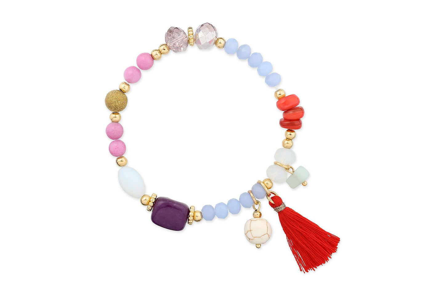 Lizas Exklusiv buntes Armband mit gold und Quaste