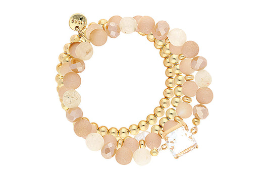 LIZAS Exklusiv Perlenarmband rosa/beige/gold Armband