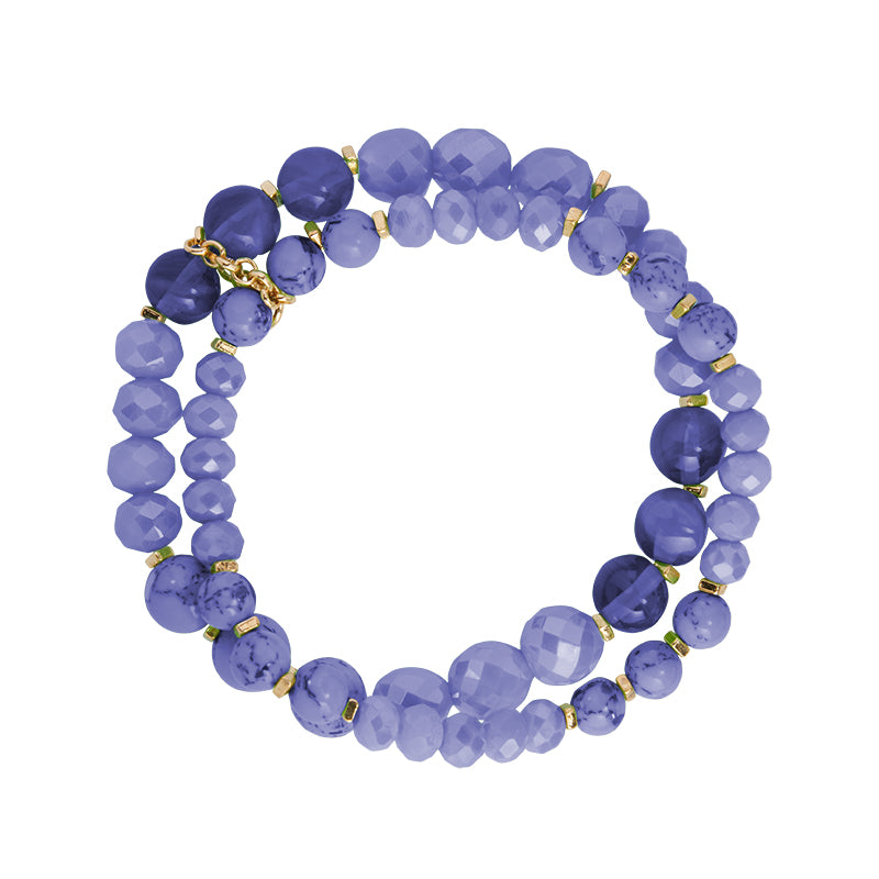 LIZAS Exklusiv Perlenarmband zweireihig blau