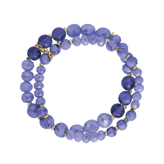 LIZAS Exklusiv Perlenarmband zweireihig blau