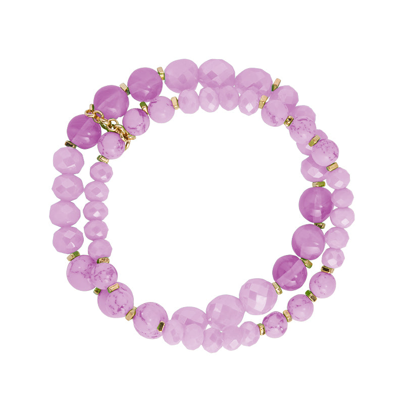 LIZAS Exklusiv Perlenarmband zweireihig violett