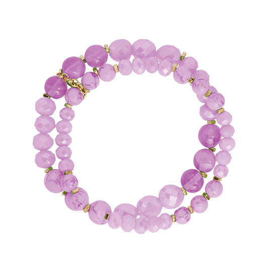 LIZAS Exklusiv Perlenarmband zweireihig violett