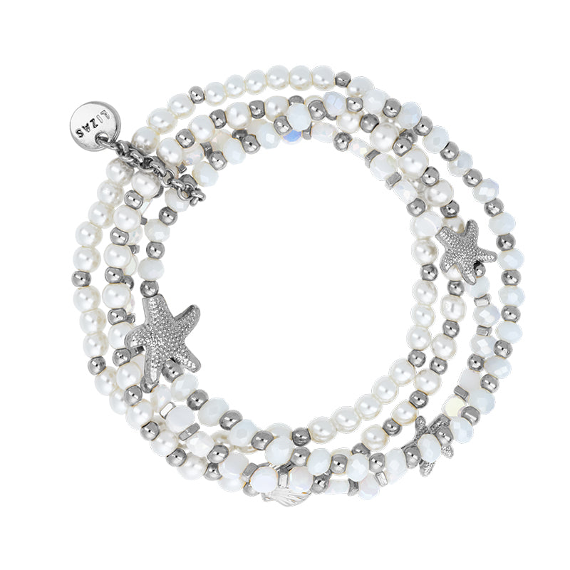 LIZAS Exklusiv Perlenarmband mit Muscheln und Seestern