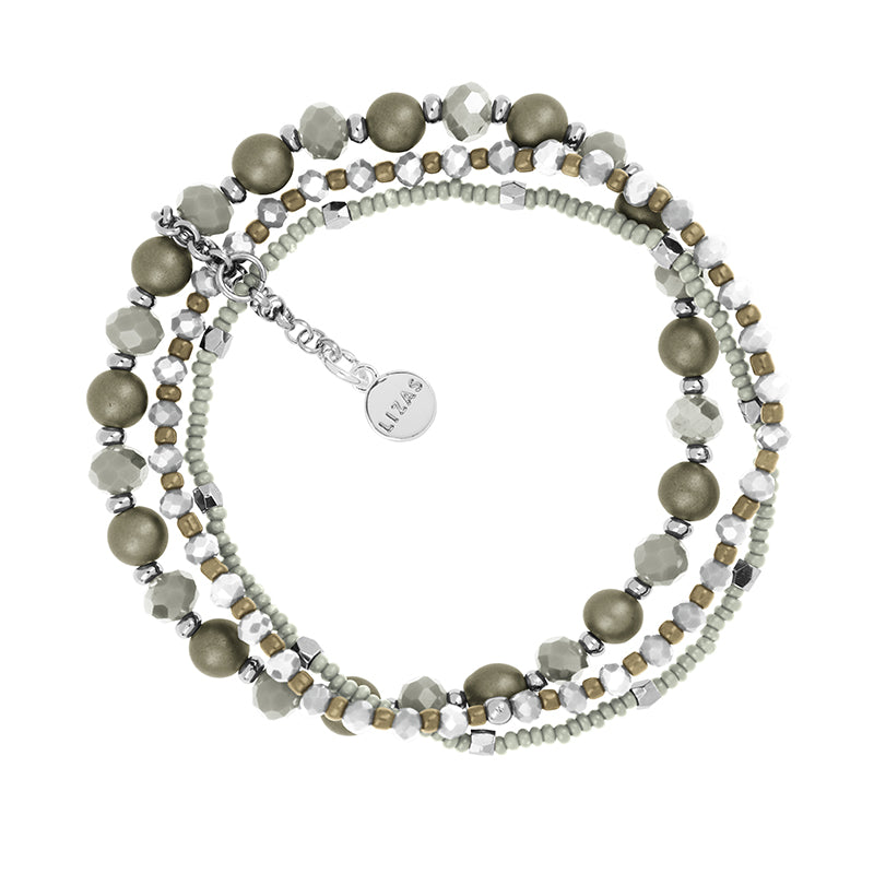 LIZAS Exklusiv Schmuckarmband dreireihig grau/silber