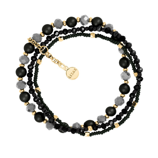 LIZAS Exklusiv Schmuckarmband dreireihig schwarz/gold