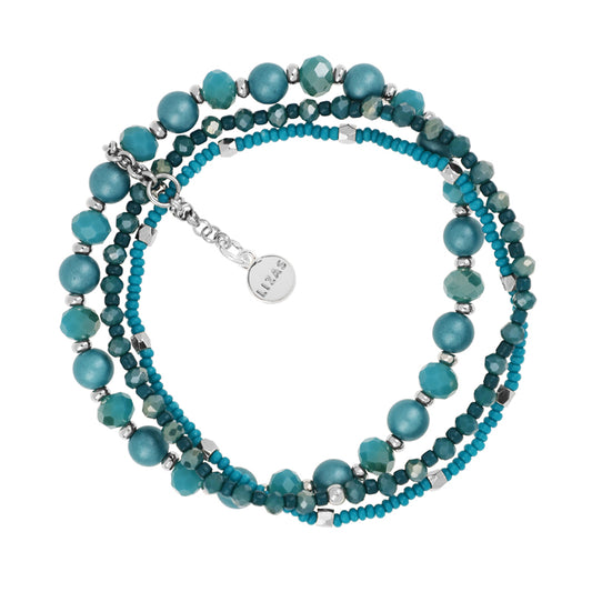 LIZAS Exklusiv Schmuckarmband dreireihig türkis/silber