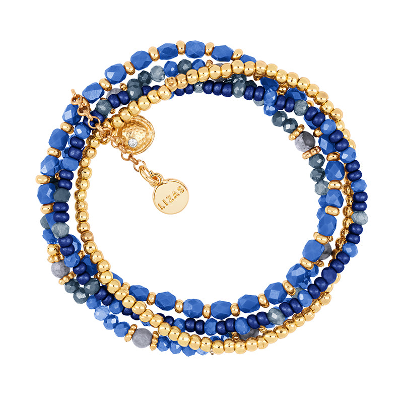 LIZAS Exklusiv Schmuckarmband vierreihig blau/gold