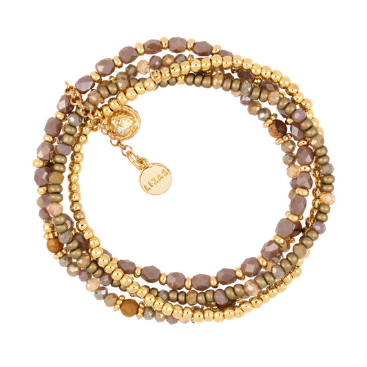 LIZAS Exklusiv Schmuckarmband vierreihig braun/gold
