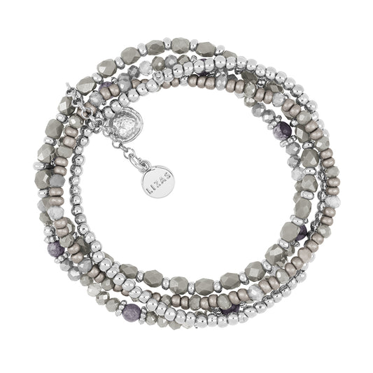 LIZAS Exklusiv Schmuckarmband vierreihig grau/silber