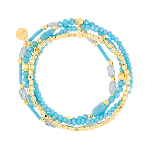 LIZAS Exklusiv Schmuckarmband vierreihig hellblau/gold
