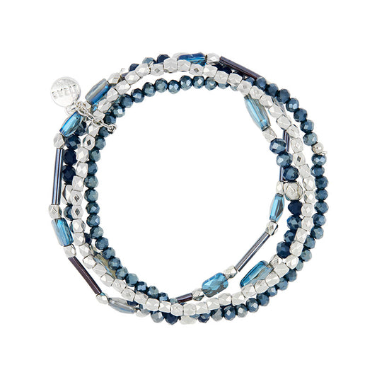 LIZAS Exklusiv Schmuckarmband vierreihig dunkelblau/silber