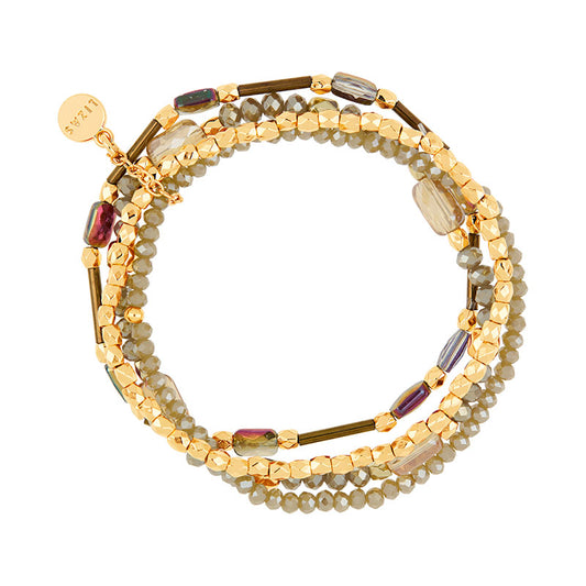 LIZAS Exklusiv Schmuckarmband vierreihig hellbraun/gold