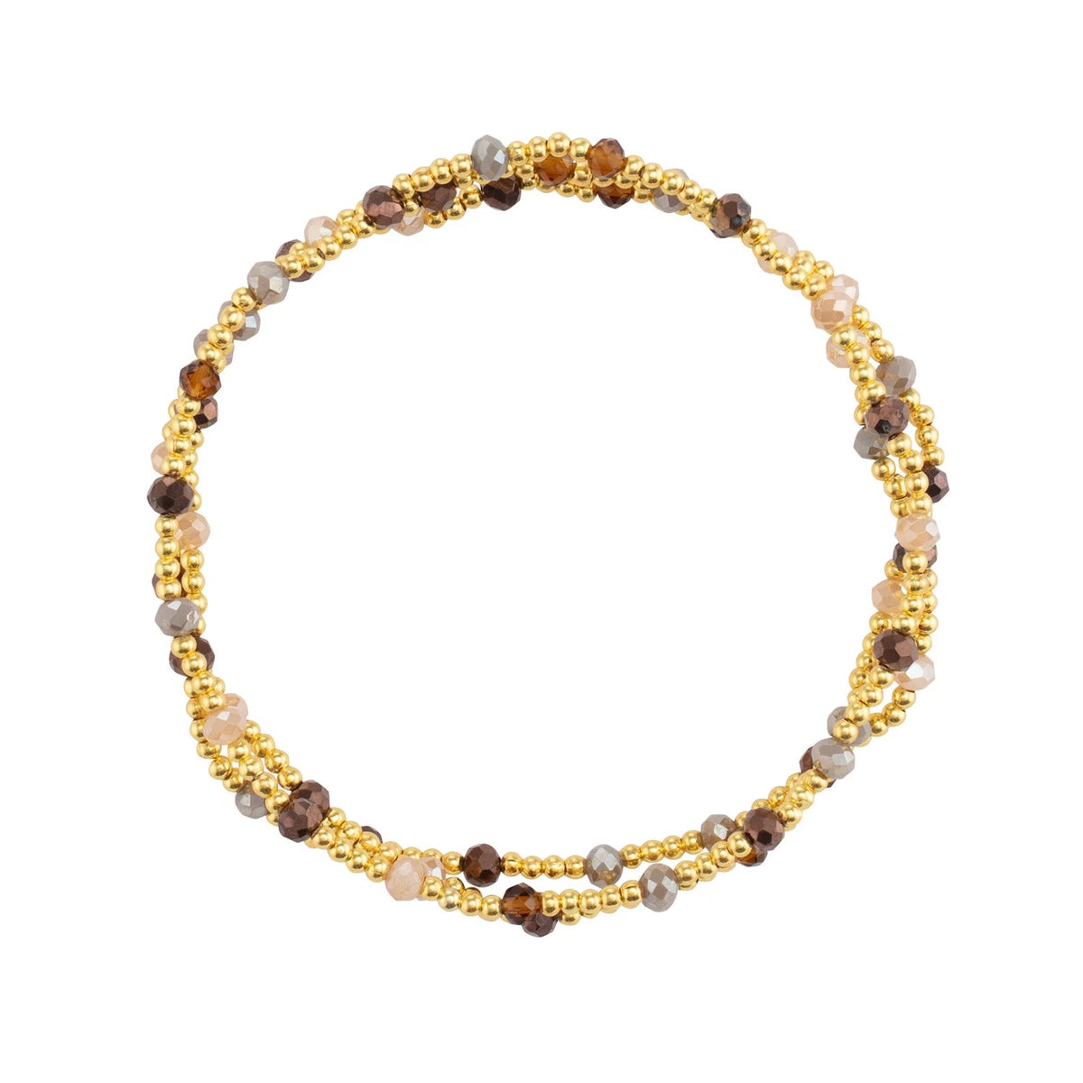 Lizas dreireihige farbige Armbänder mit goldenen und silbernen Perlen